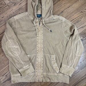 Vintage Polo Ralph Lauren Heavy Piqué Knit Hoodie - Khaki - XL